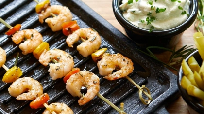 Labne Soslu Karides Şiş Tarifi